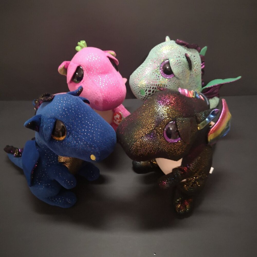 TY Beanie Boos Plush Collection Lot of 4 - Darla, Anora, Saffire, & Cinder 9"